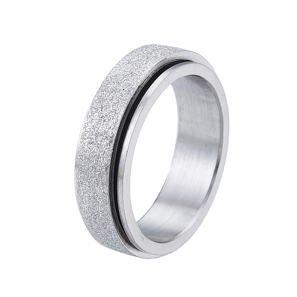 

PandaHall 201 Stainless Steel Sand Blast Rotating Finger Ring, Calming Worry Meditation Fidget Spinner Ring for Women, Stainless Steel Color...