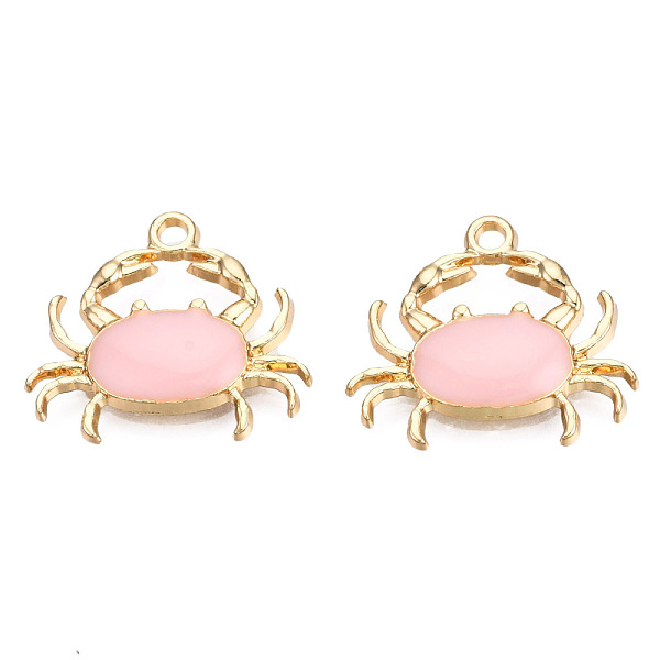 

PandaHall Eco-Friendly Zinc Alloy Pendants, with Enamel, Cadmium Free & Nickel Free & Lead Free, Crab Shape, Light Gold, Pink, 18x20x3mm...