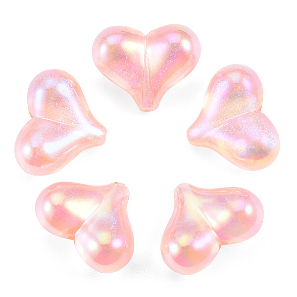 

PandaHall UV Plating Rainbow Iridescent Acrylic Beads, with Glitter Powder, Heart, Pink, 16.5x21.5x10mm, Hole: 1.5mm Acrylic Heart Pink