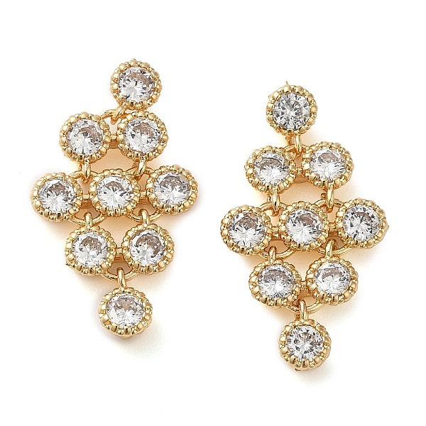 

PandaHall Brass Micro Pave Cubic Zirconia Stud Earring, Grape Stud Earring for Women, Long-Lasting Plated, Golden, 24.5x13.5mm Cubic...