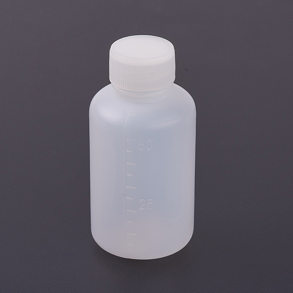 PandaHall Plastic Liquid Reagent Bottle, Empty Bottle, White, 76mm, Bottle: 74x36.5mm, Capacity: 50ml Plastic White
