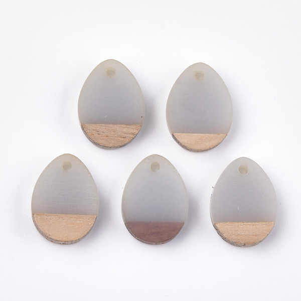 

PandaHall Resin & Walnut Wood Pendants, teardrop, Light Grey, 17.5x13x4mm, Hole: 1.8mm Resin+Wood Teardrop Gray