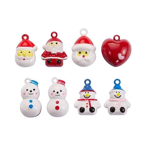 

PandaHall 8Pcs 8 Style Christmas Baking Painted Brass Bell Pendants, Mixed Shape, Mixed Color, 1pc/style Brass Mixed Shapes Multicolor