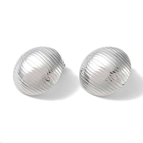 

PandaHall Texture Half Round 304 Stainless Steel Stud Earrings for Women, Stainless Steel Color, 25mm 304 Stainless Steel Half Round