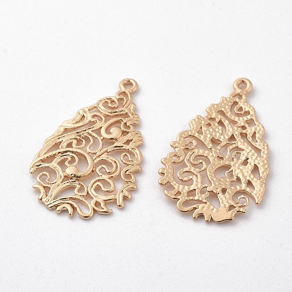 

PandaHall Brass Pendants, Teardrop, Real 18K Gold Plated, 24.5x14.5x1mm, Hole: 1mm Brass Teardrop