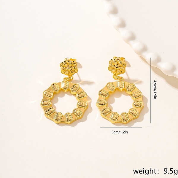 

PandaHall Vintage Exaggerated Metal Flower Heart Earrings for Party Wedding. Brass