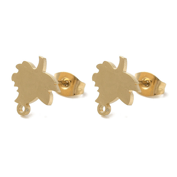 

PandaHall Ion Plating(IP) 304 Stainless Steel Studs Findings, Maple Leaf, Golden, 11x10mm, Hole: 1.2mm, Pin: 11x0.7mm 304 Stainless Steel...