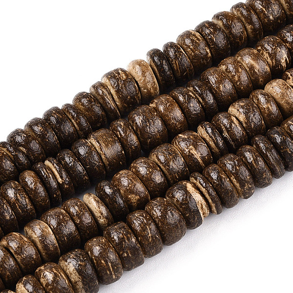 

PandaHall Coco Nut Beads Strands, Flat Round, Saddle Brown, 8x2~6mm, Hole: 1mm, about 88~110pcs/strand, 14.56 inch~16 inch Coconut Flat...