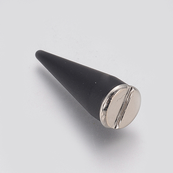 PandaHall Brass Rivets, Rivets, For Punk Jewelry, Cone, Platinum, 21x7mm Brass Cone Black