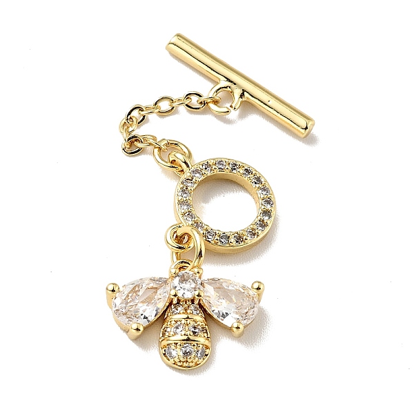 

PandaHall Rack Plating Brass Micro Pave Clear Cubic Zirconia Toggle Clasps, Cadmium Free & Lead Free, Long-Lasting Plated, Bee, Golden, 42mm...