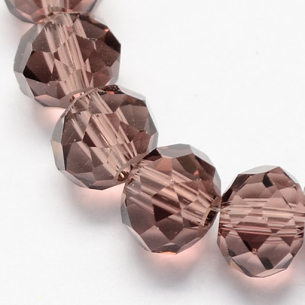 

PandaHall Handmade Glass Beads, Faceted Rondelle, Indian Red, 12x8mm, Hole: 1mm, about 72pcs/strand Glass Rondelle Red