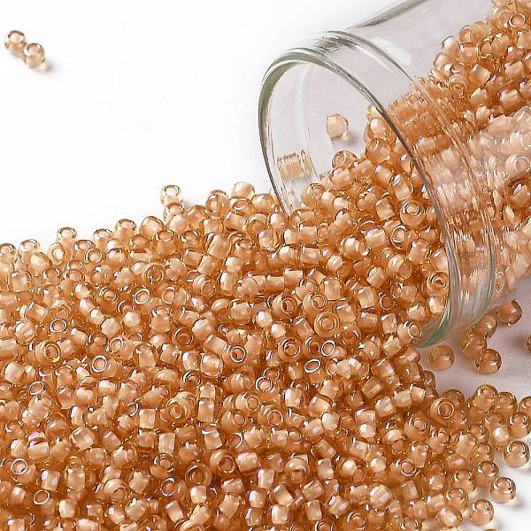 

PandaHall TOHO Round Seed Beads, Japanese Seed Beads, (923) Inside Color AB Crystal/Moccasin Lined, 11/0, 2.2mm, Hole: 0.8mm, about..., Gold