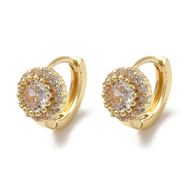 

PandaHall Rack Plating Brass Micro Pave Cubic Zirconia Hoop Earrings, Flat Round, Golden, 12x14x9mm Cubic Zirconia Flat Round Clear