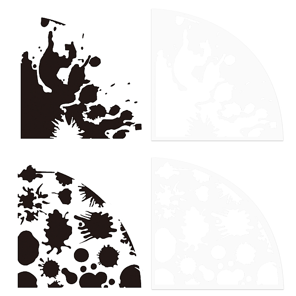 PandaHall Custom Acrylic Tie-Dye Template, Painting Supplies, Fanshaped, Stain Pattern, 20x20x0.25cm, 2pcs/set Acrylic Others