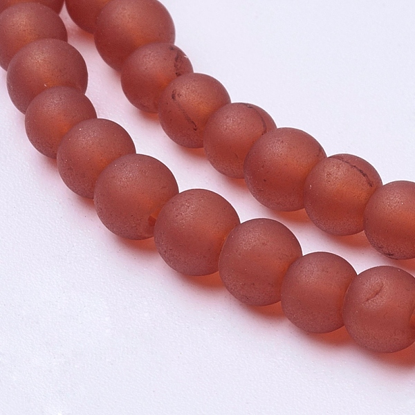

PandaHall Transparent Glass Bead Strands, Frosted, Round, Tomato, 4mm, Hole: 1.1~1.6mm, about 200pcs/strand, 31.4 inch Glass Round Red