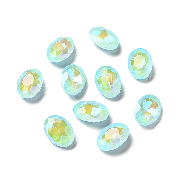 

PandaHall Mocha Fluorescent Style Glass Rhinestone Cabochons, Flat Back, Oval, Aquamarine, 18x13x5.5mm Glass Rhinestone Oval Cyan