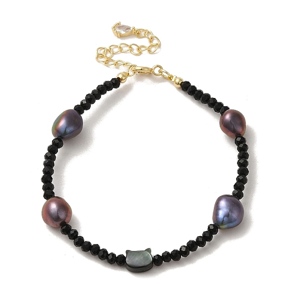 

PandaHall Natural Pearl & Shell & Glass Beaded Bracelets, Real 14K Gold Plated, 6-3/4 inch(17.2cm) Pearl