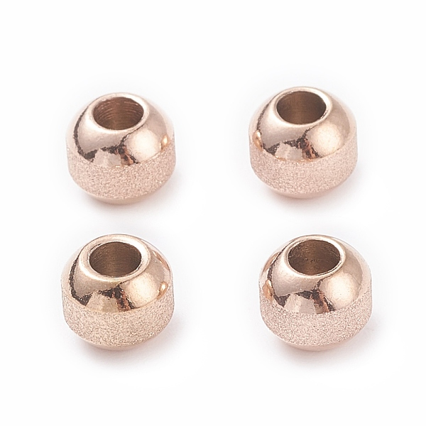 

PandaHall Ion Plating(IP) Textured 304 Stainless Steel Beads, Round, Rose Gold, 8mm, Hole: 3.5mm 304 Stainless Steel Round