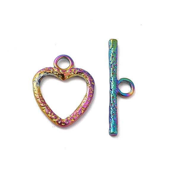 

PandaHall Ion Plating(IP) 304 Stainless Steel Toggle Clasps, Heart, Rainbow Color, Heart: 16.5x13.5x2mm, Hole: 3mm, Bar: 22x6x2mm, Hole...