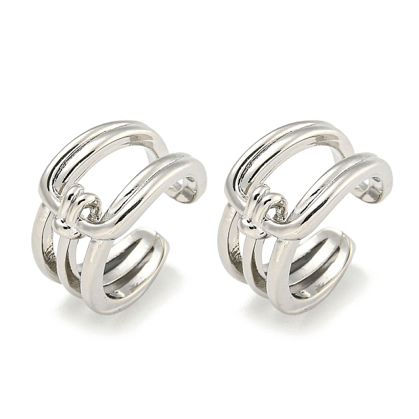 

PandaHall Brass Cuff Earrings, Platinum, 13x7.5mm Brass