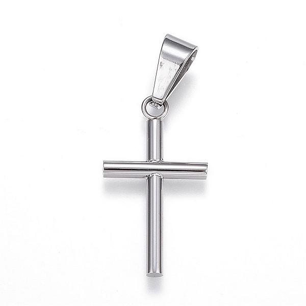 

PandaHall 304 Stainless Steel Pendants, Cross, Stainless Steel Color, 27x15x3mm, Hole: 9x4.5mm 304 Stainless Steel Cross