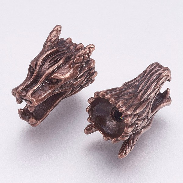 

PandaHall Tibetan Style Alloy Beads, Dragon Head, Red Copper, 9x15x10mm, Hole: 2mm Alloy Dragon