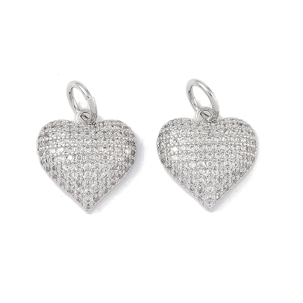 

PandaHall Brass Micro Pave Cubic Zirconia Pendant, with Jump Rings, Heart, Platinum, 16x15x4.5mm Brass+Cubic Zirconia Heart Clear