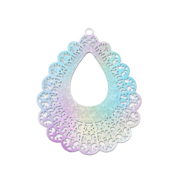 

PandaHall Spray Painted 430 Stainless Steel Pendants, Teardrop Charm, Colorful, 45x35x0.5mm, Hole: 2mm 430 Stainless Steel Teardrop