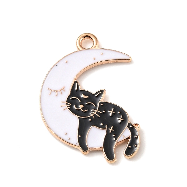 

PandaHall Alloy Enamel Pendants, Light Gold, Cat Charm, Moon, 26x20x1mm, Hole: 2mm Alloy+Enamel Moon