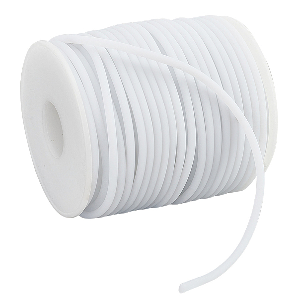 

PandaHall 32.81 Yards Solid Rubber Cord, 3mm White Plastic Rope Hollow Rubber Tubing Cord Round Elastic Cord Beading Crafting Stretch...