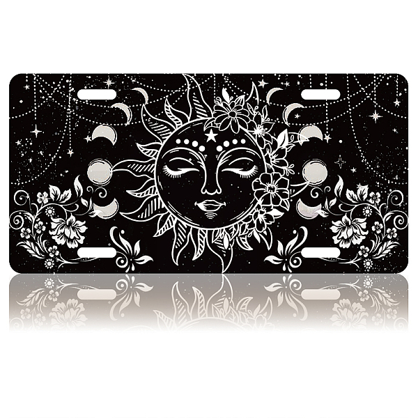 

PandaHall AHANDMAKER Sun & Flower License Plate, Front License Plate Covers Decorative Car Aluminum Noverlty License Plate License Plate Tag...