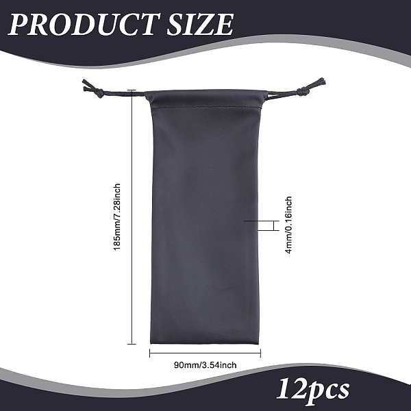 BENECREAT 12pcs Leather Drawstring Pouch Bag