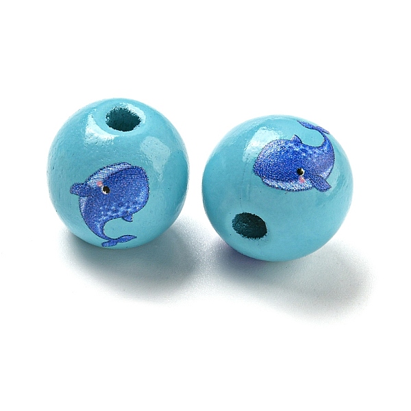 

PandaHall Natural Wood European Beads, Ocean Theme Printed lotus Beads, Large Hole Beads, Sky Blue, Whale, 16x15mm, Hole: 4mm Wood Whale