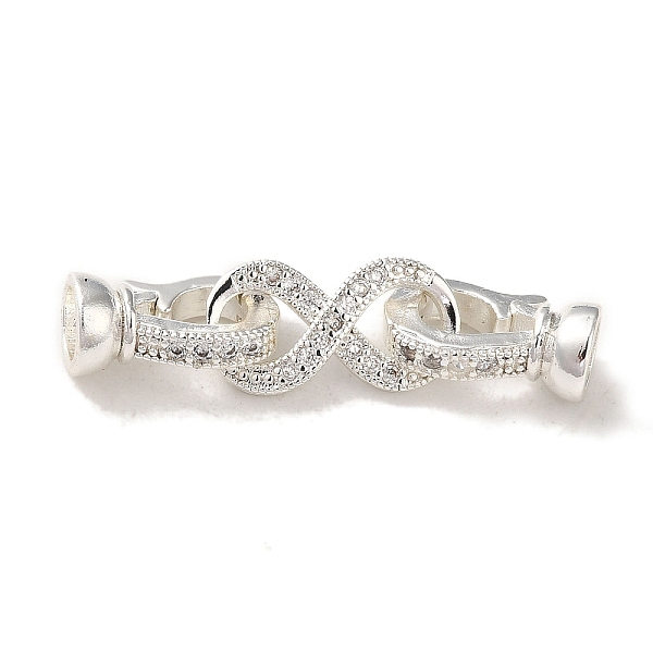 

PandaHall Rack Plating Brass Pave Clear Cubic Zirconia Fold Over Clasps, Long-Lasting Plated, Cadmium Free & Lead Free, Infinity, Silver...
