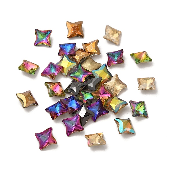 

PandaHall Glass Rhinestone Cabochons, Pointed Back & Back Plated, Faceted, Dart, Mixed Color, 8x8x4mm Glass Rhinestone Others Multicolor