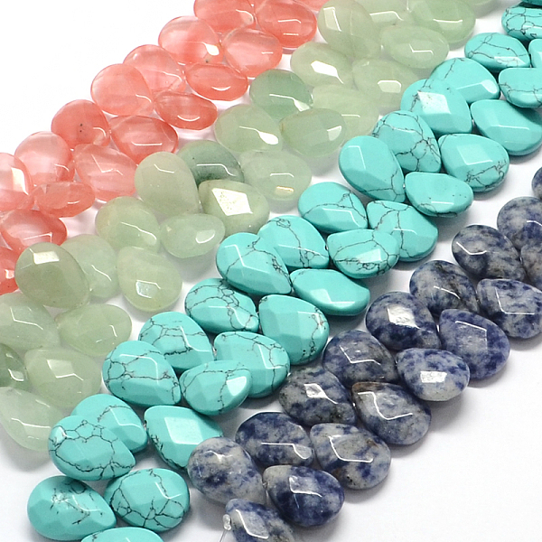 

PandaHall Faceted Teardrop Natural & Synthetic Mixed Stone Bead Strands, 18x13x6mm, Hole: 1.5mm, about 29pcs/strand, 7.8 inch Mixed Stone...