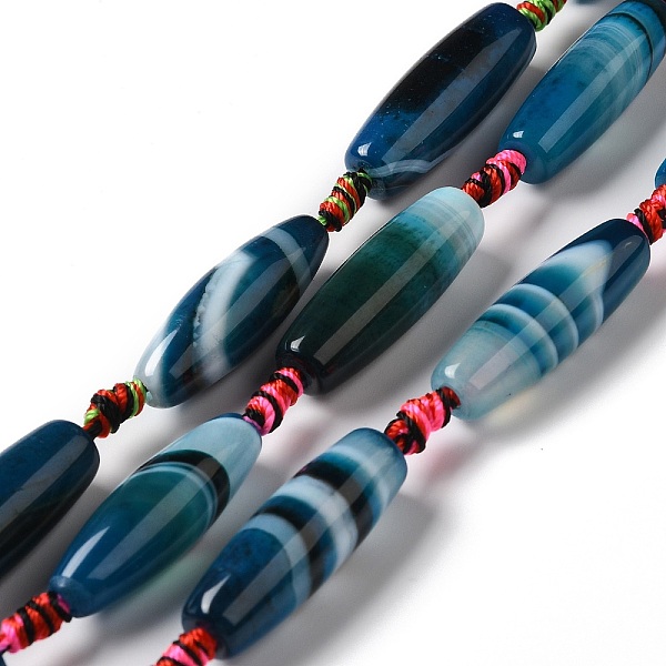 

PandaHall Natural Agate Beads Strands, Dyed & Heated, Rice, Blue, 29.5~34x9.5~13.5mm, Hole: 2.5mm, about 10pcs/strand, 16''(41cm) Natural...