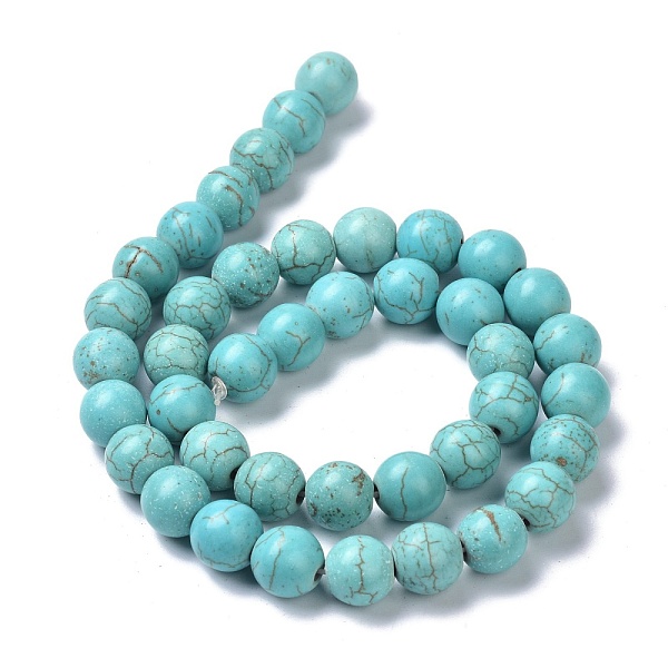 

PandaHall Natural Howlite Beads Strands, Dyed & Heated, Round, 10mm, Hole: 1.8mm, about 42pcs/strand, 15.94 inch(40.5cm) Howlite Round