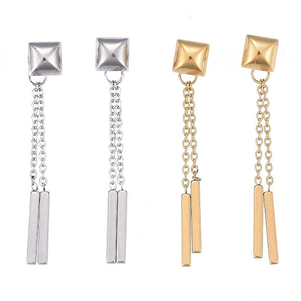 

PandaHall 304 Stainless Steel Chain Tassel Earrings, with Ear Nuts, Bar & Square, Mixed Color, 44mm, Pin: 0.7mm 304 Stainless Steel Square