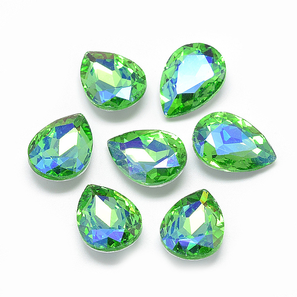 

PandaHall Pointed Back Glass Rhinestone Cabochons, Back Plated, Faceted, AB Color Plated, teardrop, Light Green, 10x7x4mm Glass Rhinestone...