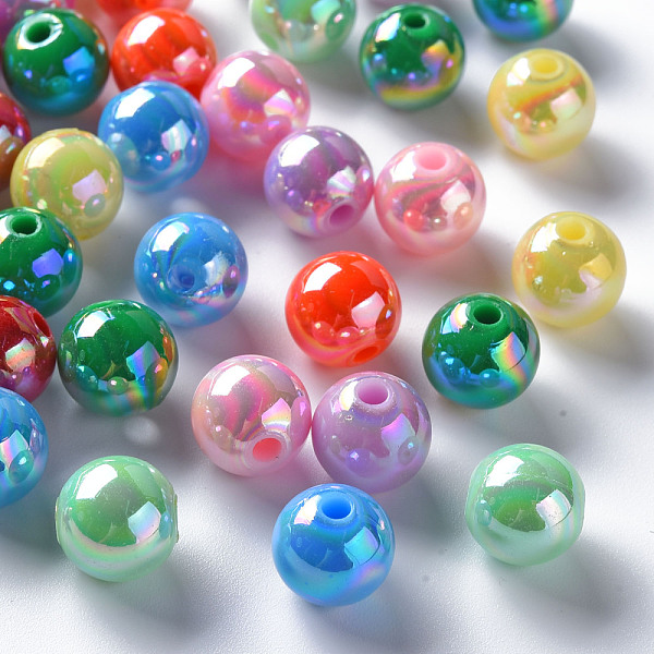 

PandaHall Opaque Acrylic Beads, AB Color Plated, Round, Mixed Color, 12x11mm, Hole: 2.5mm, about 566pcs/500g Acrylic Round Multicolor