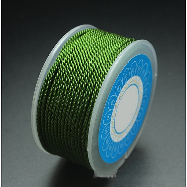 

PandaHall Round Nylon Cords, Milan Cords/Twisted Cords, Dark Green, 2.5mm, about 10.93 yards(10m)/roll Nylon Green
