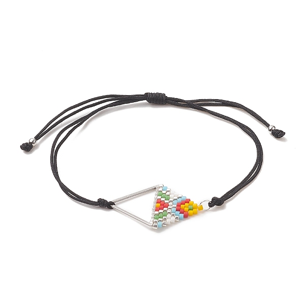 

PandaHall Glass Seed Braided Triangle Braided Bead Bracelet, with 304 Stainless Steel Rhombus, Braided Nylon Adjustable Bracelet for Women...