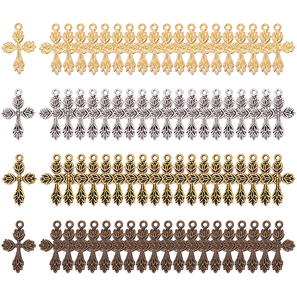 

PandaHall SUNNYCLUE 80Pcs 4 Color Cross Charms Pendants Alloy Tibetan Style Jewelry Findings Making Accessory Mixed for DIY Necklace...