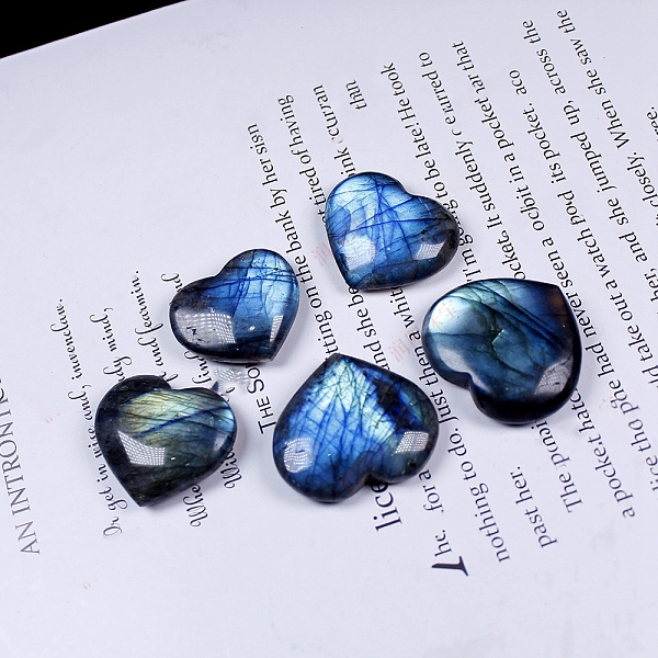 

PandaHall Reiki Natural Labradorite Healing Stones, Heart Worry Stone, Pocket Palm Stones for Reiki Ealancing, 22~25mm Labradorite Heart