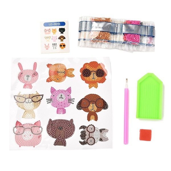 

PandaHall DIY Animal Theme Diamond Painting Stickers Kits For Kids, with Diamond Painting Stickers, Rhinestones, Diamond Sticky Pen, Tray..., Multicolor