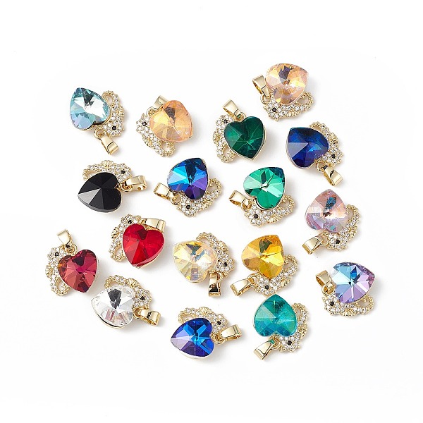 

PandaHall Real 18K Gold Plated Rack Plating Brass Micro Pave Cubic Zirconia Pendants, with Glass, Long-Lasting Plated, Cadmium Free & Lead..., Multicolor
