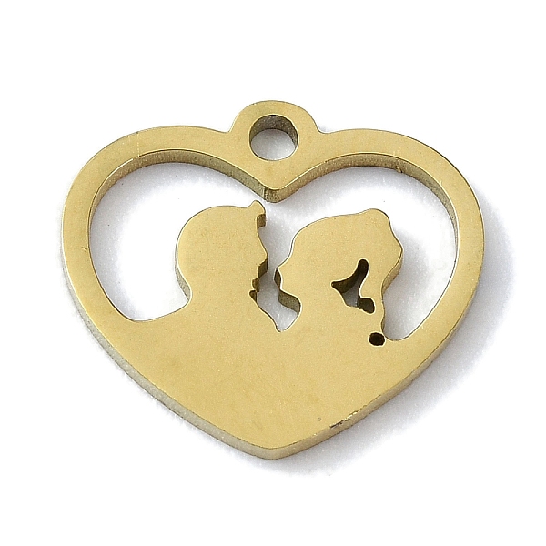 

PandaHall 304 Stainless Steel Charms, Laser Cut, Heart with Couple Charm, Golden, 11.5x12.5x1mm, Hole: 1.2mm 304 Stainless Steel Heart