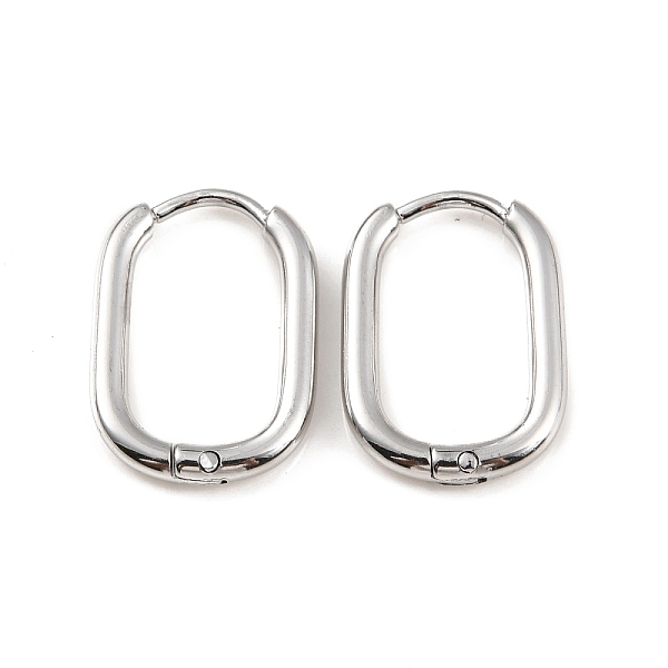 

PandaHall 304 Stainless Steel Oval Hoop Earrings, Stainless Steel Color, 16.5x11.5x2mm, Pin: 1mm 304 Stainless Steel Oval