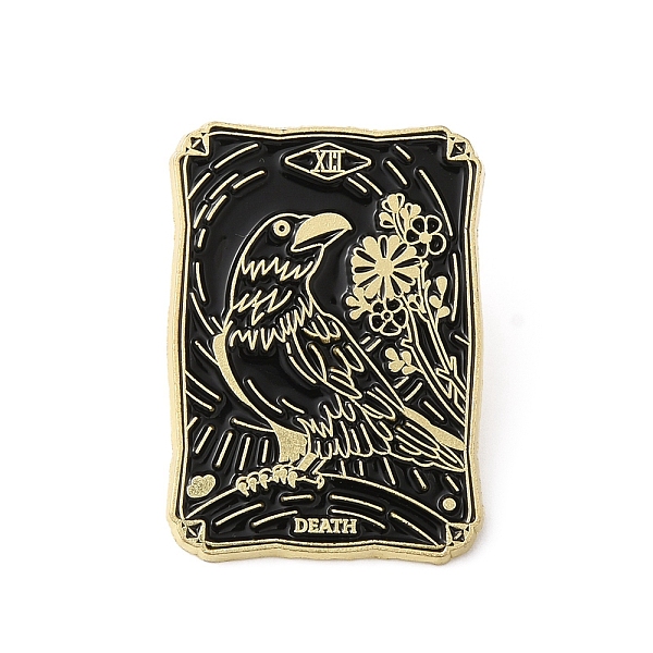 

PandaHall Alloy Brooch, Enamel Pins, Light Gold, Tarot Card Badges, Death, Black, 30.5x21.5x1.5mm Alloy+Enamel Rectangle Black